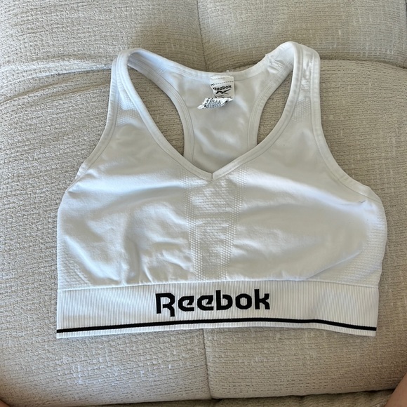 Reebok Racer Back White Sports Bra - Picture 1 of 2